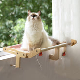 Cat Window Hammock – Wooden Hanging Cat Bed with Washable Cotton Canvas