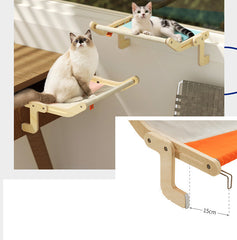 Cat Window Hammock – Wooden Hanging Cat Bed with Washable Cotton Canvas
