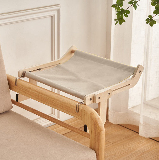 Cat Window Hammock – Wooden Hanging Cat Bed with Washable Cotton Canvas