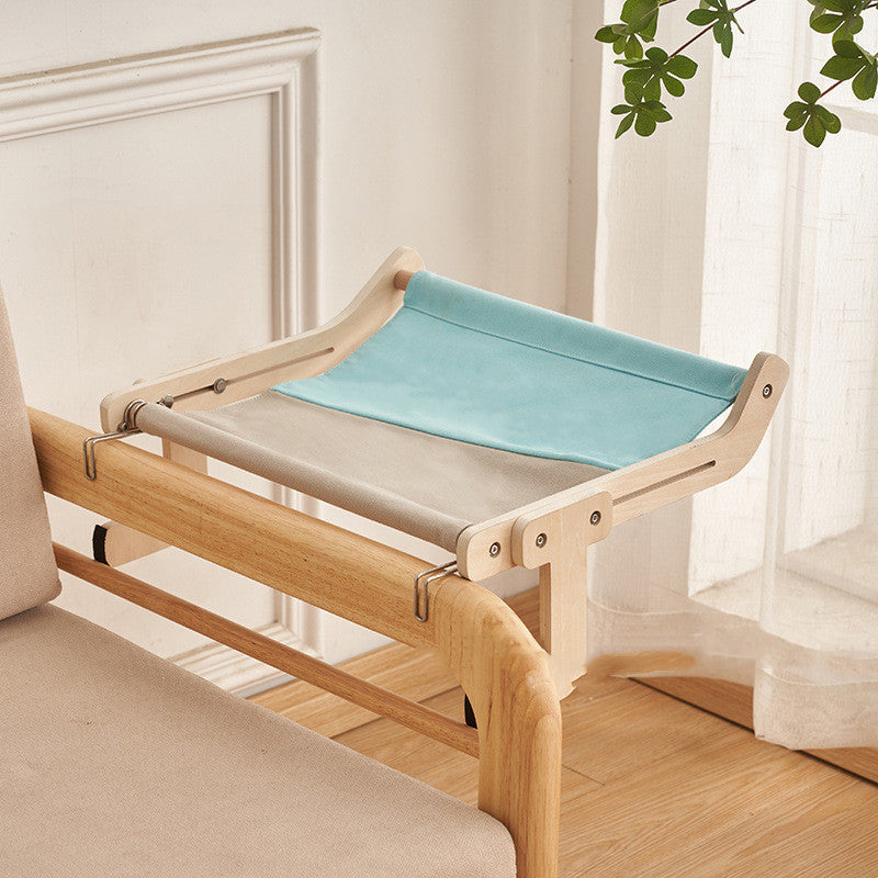 Cat Window Hammock – Wooden Hanging Cat Bed with Washable Cotton Canvas