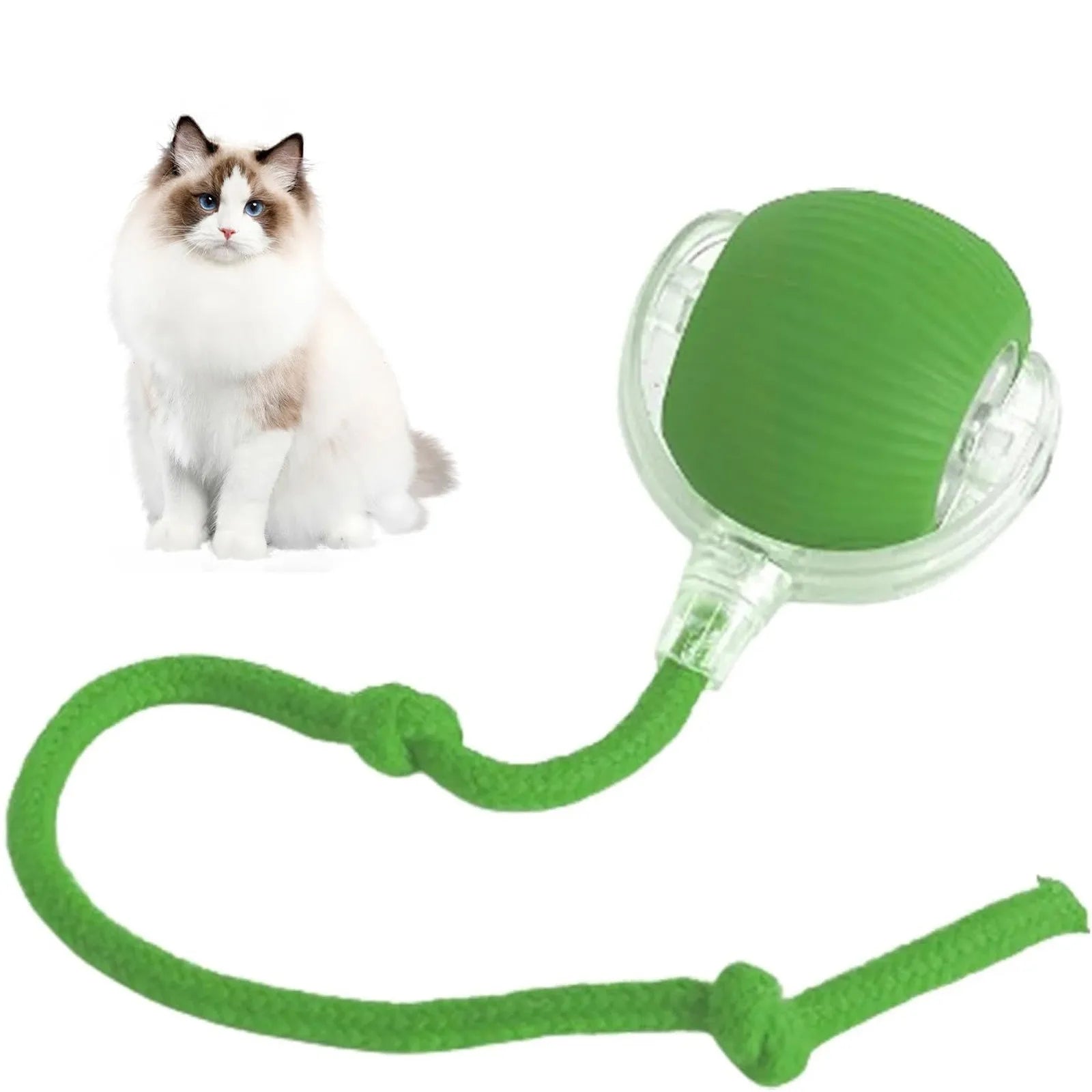 Lettuce Interactive Cat Toy – Rolling BounceTug Play Ball