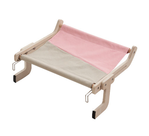 Cat Window Hammock – Wooden Hanging Cat Bed with Washable Cotton Canvas