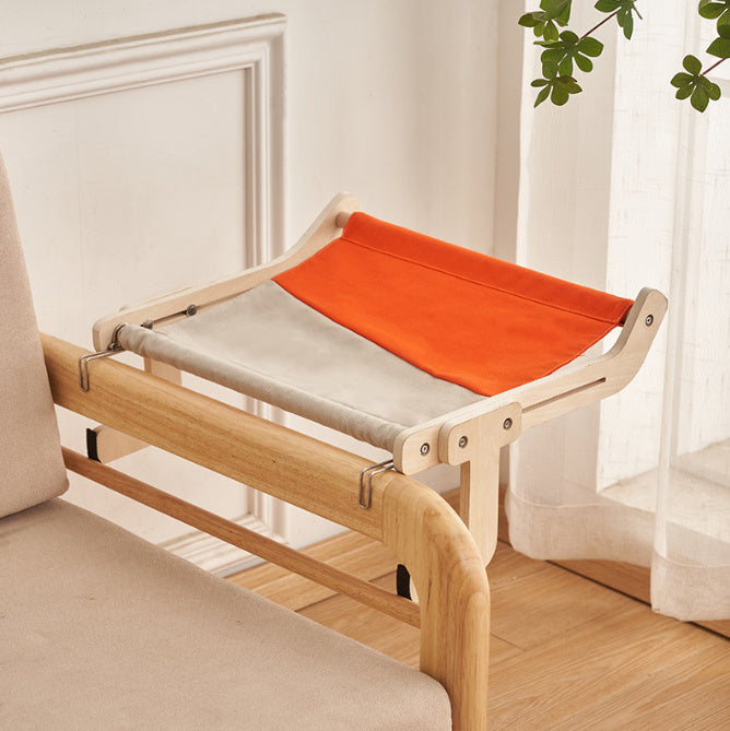 Cat Window Hammock – Wooden Hanging Cat Bed with Washable Cotton Canvas